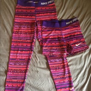 Nike pro Hyperwarm leggings and Nike pro shorts